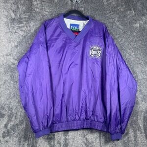 Vintage Sacramento Kings Fans Gear NBA Windbreaker Jacket Purple Mens Large L